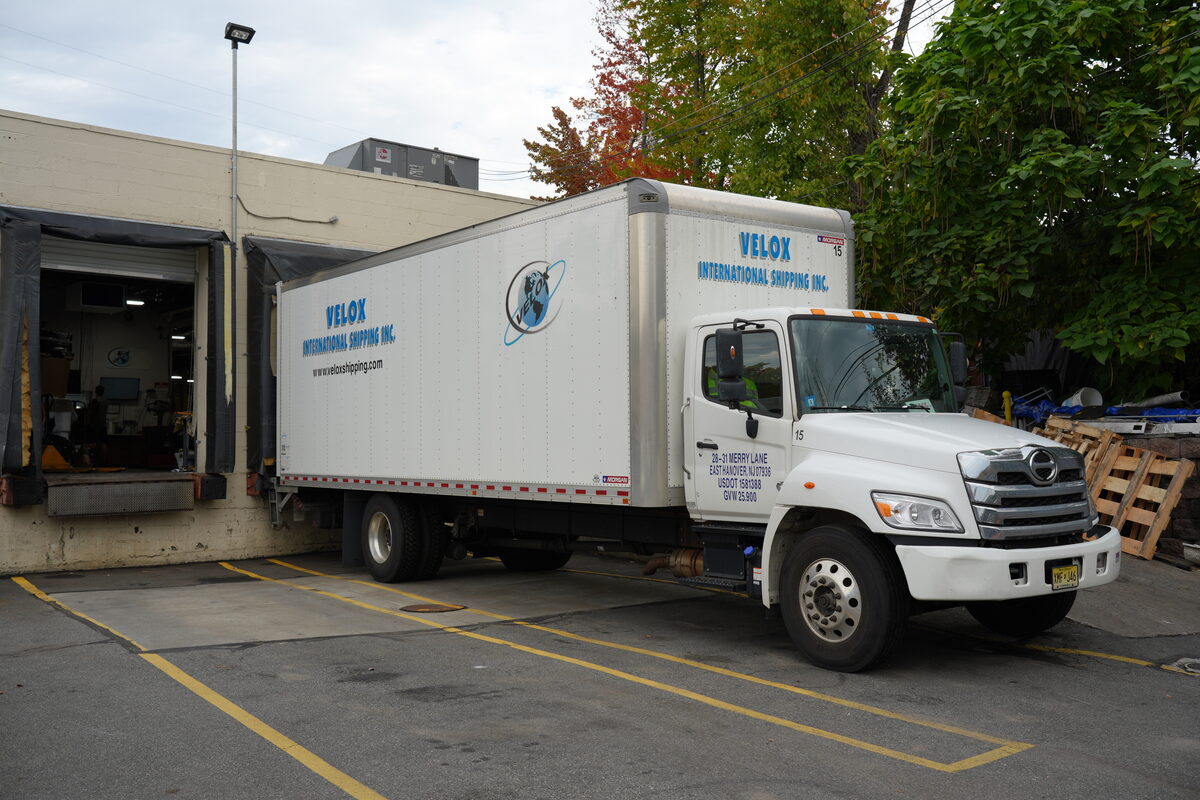 Velox box truck at the warehouse loading dock
